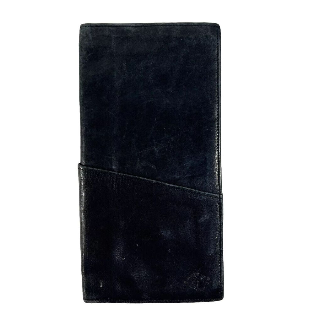 Dockers Travel Leather Bi-Fold Wallet Distressed Black Document‎ Passport Holder